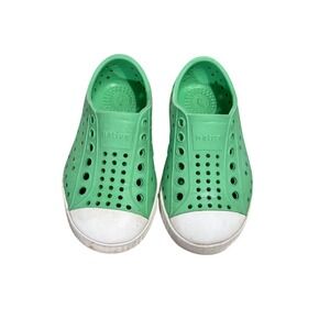 Native Jefferson Shoes Kids C6 Green Perforated Slip On Sneakers EUC